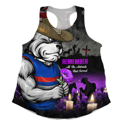 Western Bulldogs Women Racerback Singlet Anzac Day In Memory Of Animals That Served