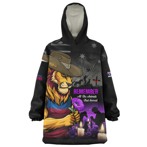 Brisbane Lions Snug Hoodie Anzac Day In Memory Of Animals That Served