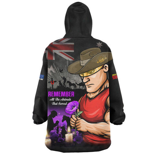 Gold Coast SUNS Snug Hoodie Anzac Day In Memory Of Animals That Served