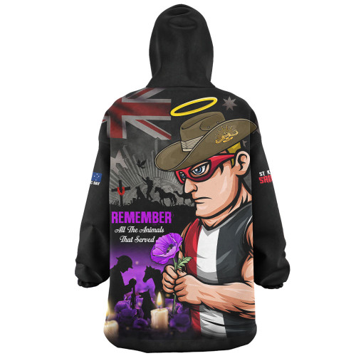 St Kilda Snug Hoodie Anzac Day In Memory Of Animals That Served