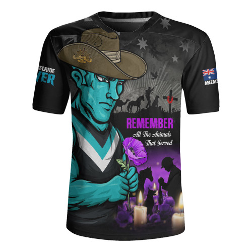 Port Adelaide Rugby Jersey Anzac Day In Memory Of Animals That Served