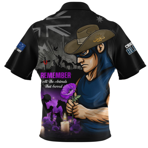Carlton Zip Polo Shirt Anzac Day In Memory Of Animals That Served