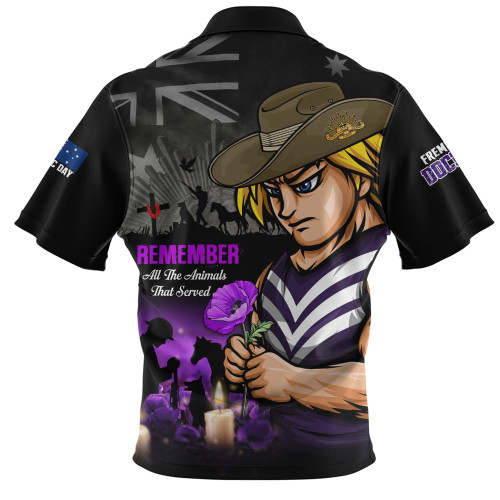 Fremantle Zip Polo Shirt Anzac Day In Memory Of Animals That Served
