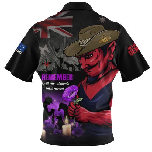 Melbourne Zip Polo Shirt Anzac Day In Memory Of Animals That Served