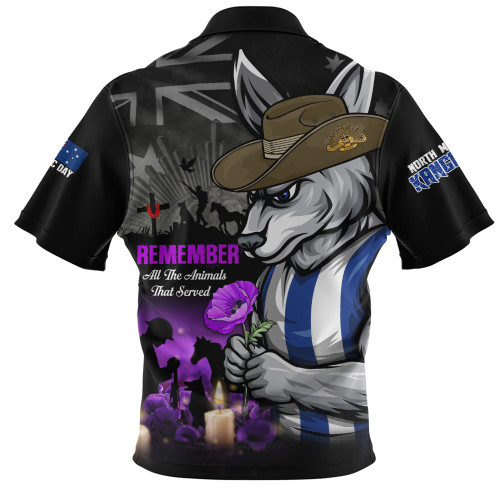 North Melbourne Zip Polo Shirt Anzac Day In Memory Of Animals That Served
