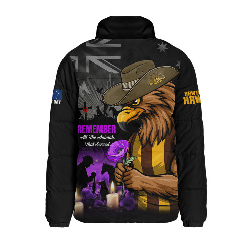 Hawthorn Padded Jacket Anzac Day In Memory Of Animals That Served