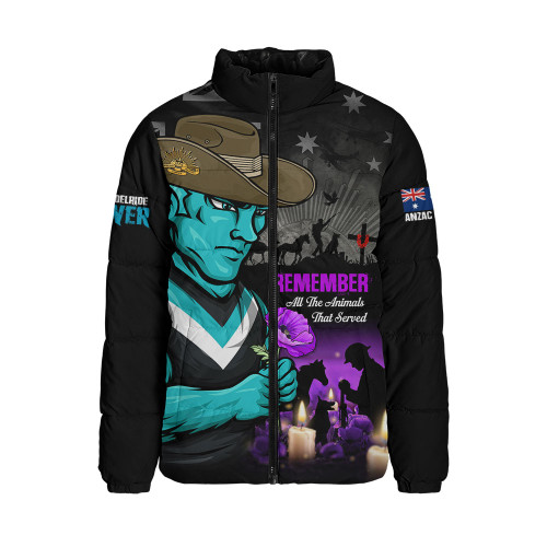 Port Adelaide Padded Jacket Anzac Day In Memory Of Animals That Served