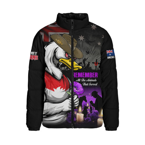 Sydney Swans Padded Jacket Anzac Day In Memory Of Animals That Served