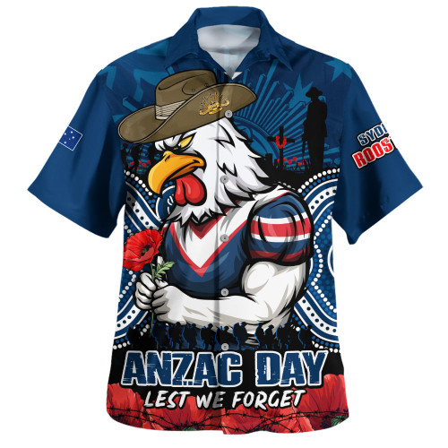 Sydney Roosters Hawaiian Shirt Anzac Day Pride Of Service Eternal Memory