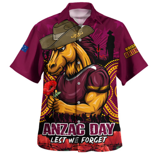 Brisbane Broncos Hawaiian Shirt Anzac Day Pride Of Service Eternal Memory