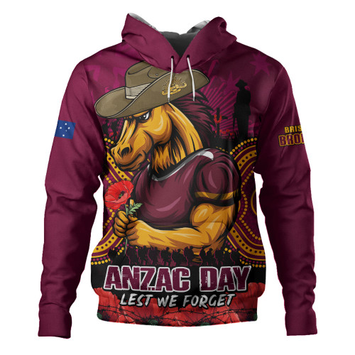 Brisbane Broncos Hoodie Anzac Day Pride Of Service Eternal Memory