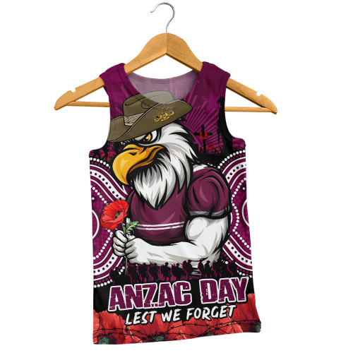 Manly Warringah Sea Eagles Men Singlet Anzac Day Pride Of Service Eternal Memory