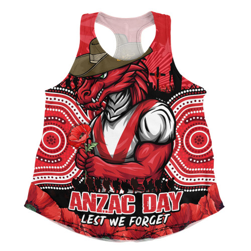 St. George Illawarra Dragons Women Racerback Singlet Anzac Day Pride Of Service Eternal Memory