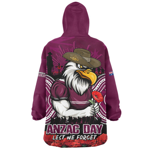 Manly Warringah Sea Eagles Snug Hoodie Anzac Day Pride Of Service Eternal Memory