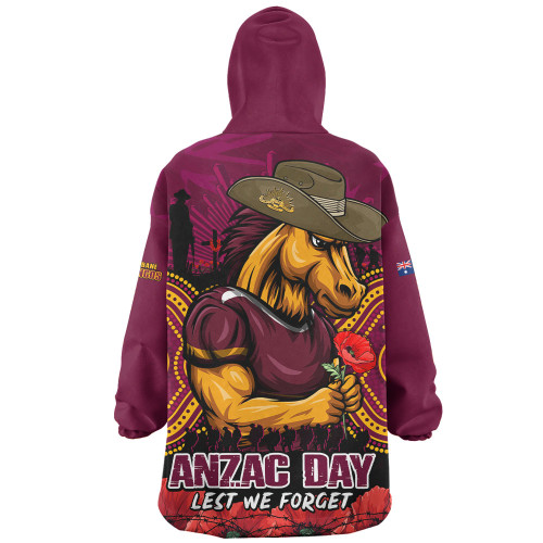 Brisbane Broncos Snug Hoodie Anzac Day Pride Of Service Eternal Memory