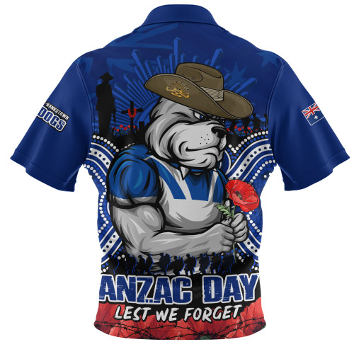Canterbury-Bankstown Bulldogs Zip Polo Shirt Anzac Day Pride Of Service Eternal Memory