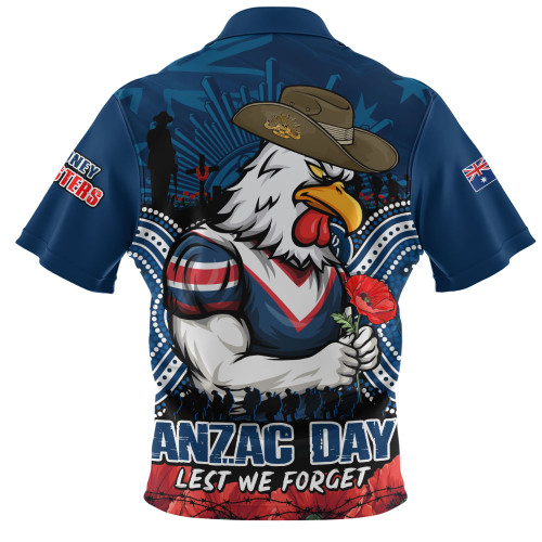 Sydney Roosters Zip Polo Shirt Anzac Day Pride Of Service Eternal Memory