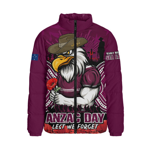 Manly Warringah Sea Eagles Padded Jacket Anzac Day Pride Of Service Eternal Memory