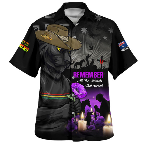 Penrith Panthers Hawaiian Shirt Anzac Day Purple Poppy And Animals That Served