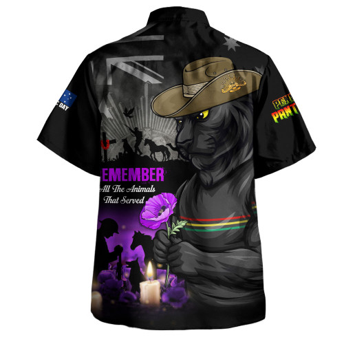 Penrith Panthers Hawaiian Shirt Anzac Day Purple Poppy And Animals That Served