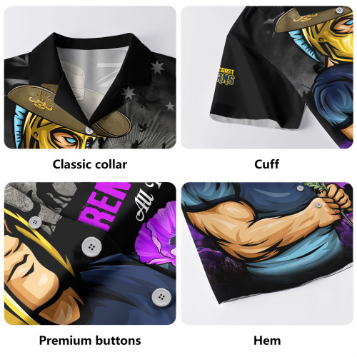 Gold Coast Titans Hawaiian Shirt Anzac Day Purple Poppy And Animals That Served