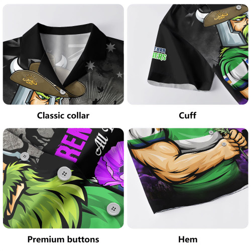 Canberra Raiders Hawaiian Shirt Anzac Day Purple Poppy And Animals That Served