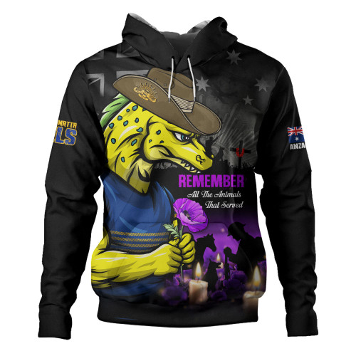 Parramatta Eels Hoodie Anzac Day Purple Poppy And Animals That Served