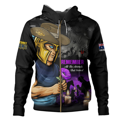 Gold Coast Titans Hoodie Anzac Day Purple Poppy And Animals That Served