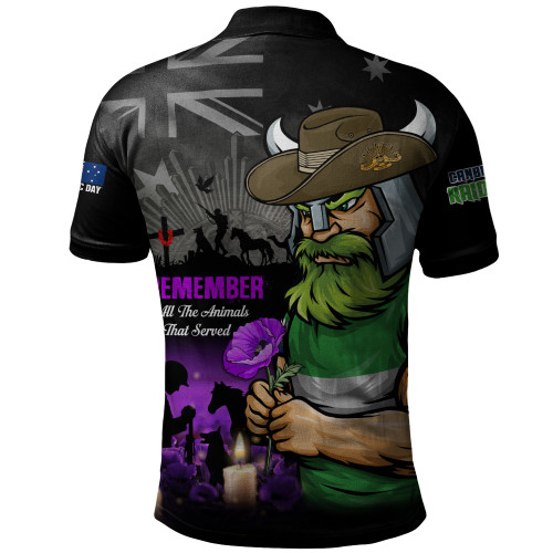 Canberra Raiders Polo Shirt Anzac Day Purple Poppy And Animals That Served
