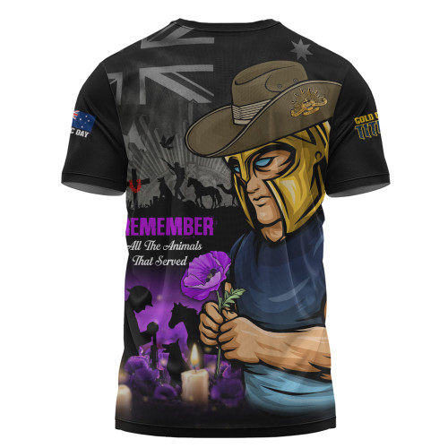 Gold Coast Titans T-Shirt Anzac Day Purple Poppy And Animals That Served
