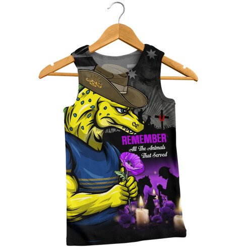 Parramatta Eels Men Singlet Anzac Day Purple Poppy And Animals That Served