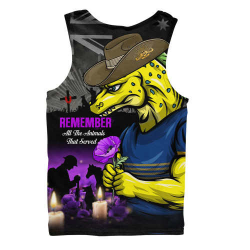 Parramatta Eels Men Singlet Anzac Day Purple Poppy And Animals That Served