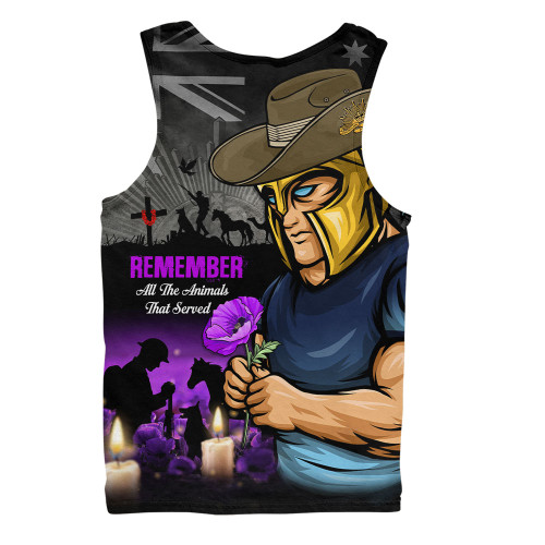 Gold Coast Titans Men Singlet Anzac Day Purple Poppy And Animals That Served