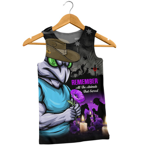 New South Wales Blues Men Singlet Anzac Day Purple Poppy And Animals That Served