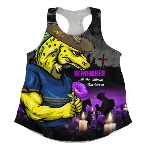 Parramatta Eels Women Racerback Singlet Anzac Day Purple Poppy And Animals That Served