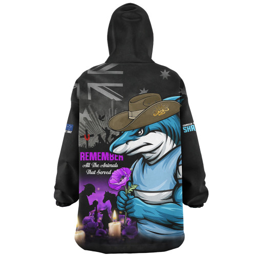 Cronulla-Sutherland Sharks Snug Hoodie Anzac Day Purple Poppy And Animals That Served