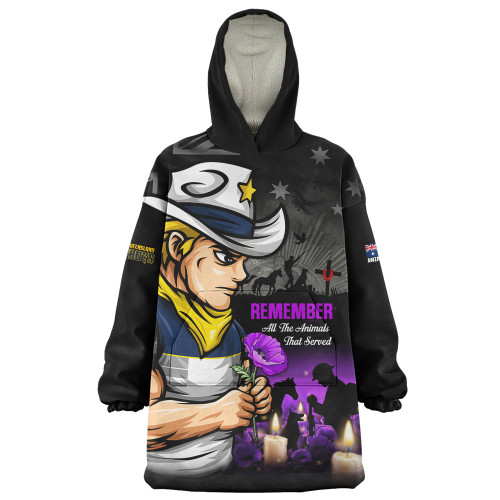 North Queensland Cowboys Snug Hoodie Anzac Day Purple Poppy And Animals That Served