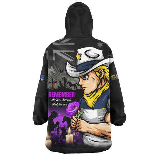 North Queensland Cowboys Snug Hoodie Anzac Day Purple Poppy And Animals That Served
