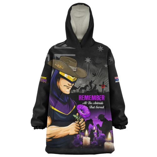 Melbourne Storm Snug Hoodie Anzac Day Purple Poppy And Animals That Served