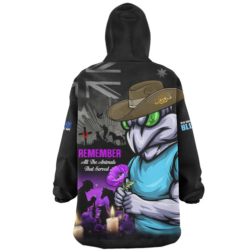 New South Wales Blues Snug Hoodie Anzac Day Purple Poppy And Animals That Served