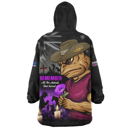 Queensland Maroons Snug Hoodie Anzac Day Purple Poppy And Animals That Served