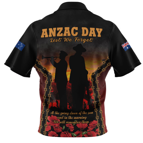Australia Zip Polo Shirt Anzac Day Dawn Remembrance Eternal Tribute