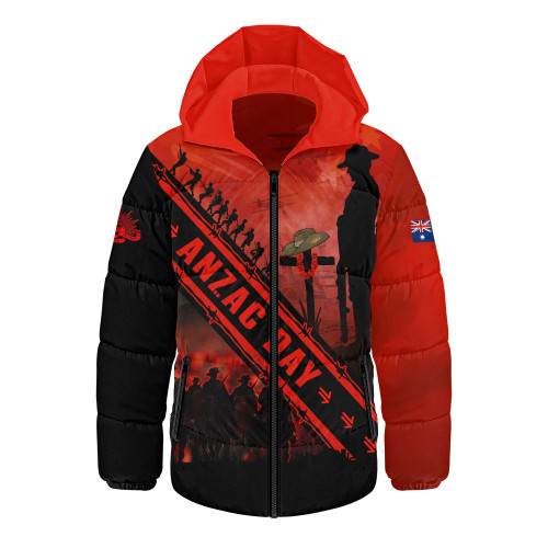 Australia Hooded Padded Jacket Anzac Day Dawn Of Sacred Remembrance
