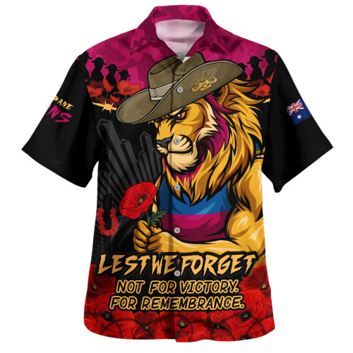 Brisbane Lions Hawaiian Shirt ANZAC Day Not For Victory For Remembrance