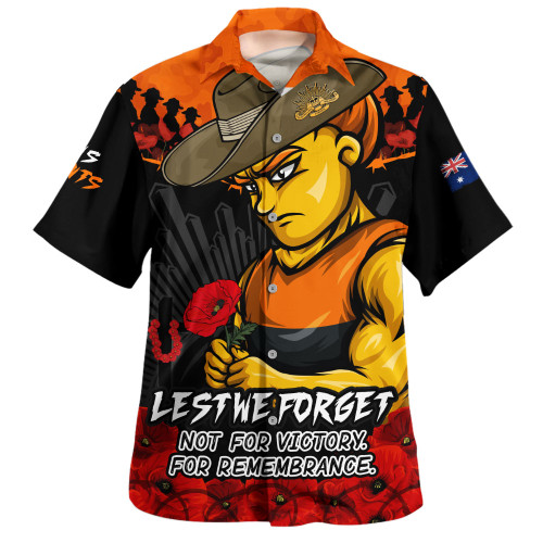 GWS GIANTS Hawaiian Shirt ANZAC Day Not For Victory For Remembrance