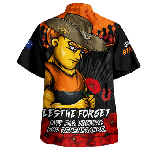 GWS GIANTS Hawaiian Shirt ANZAC Day Not For Victory For Remembrance