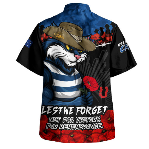 Geelong Cats Hawaiian Shirt ANZAC Day Not For Victory For Remembrance