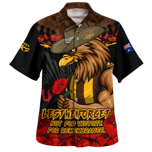 Hawthorn Hawaiian Shirt ANZAC Day Not For Victory For Remembrance