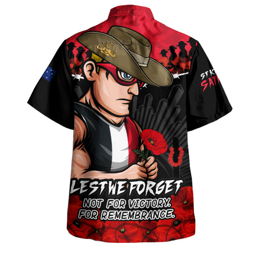 St Kilda Hawaiian Shirt ANZAC Day Not For Victory For Remembrance