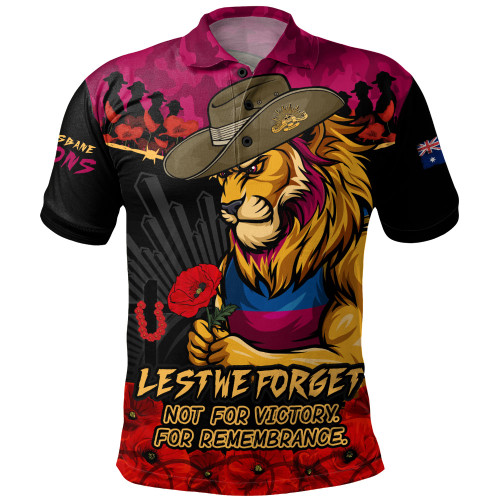 Brisbane Lions Polo Shirt ANZAC Day Not For Victory For Remembrance